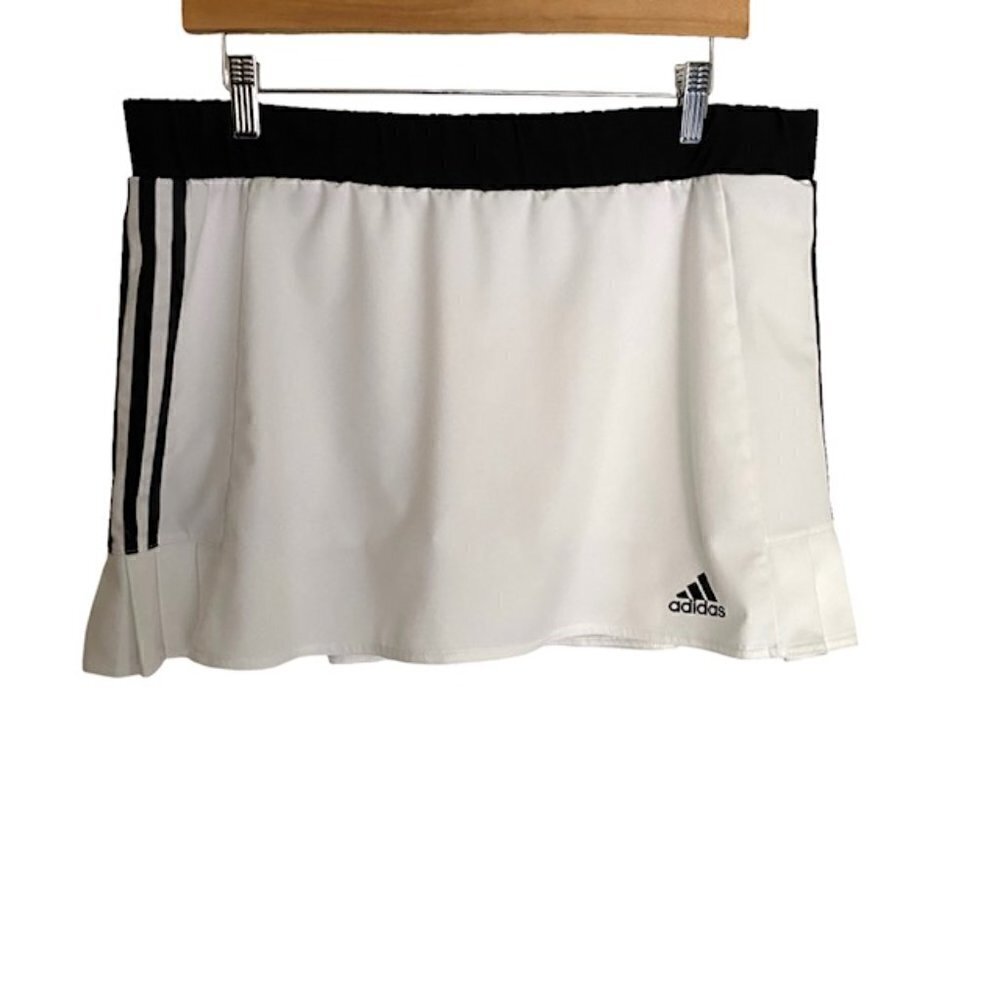 Adidas Climalite White and Black Side Pleat Tennis Skort Large